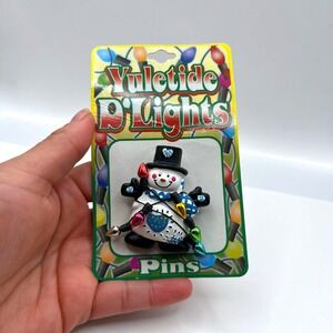 VTG Yuletide D'Lights Snowman Pin Christmas Light String Brooch A.D.M #YT-LB109